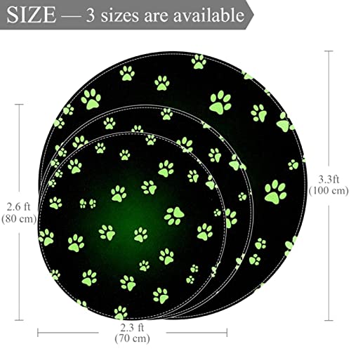 Tapis rond lavable empreintes de pattes pour simplifier la buanderie