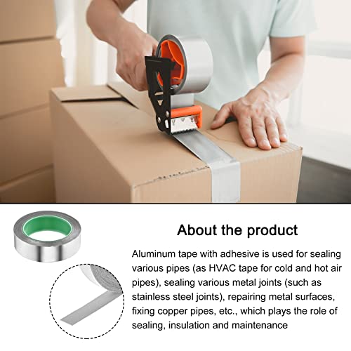 Image of Aluminum Foil Tape Adhesive Metal Tape, [for Sealing Patching Hot Cold HVAC, Duct, Pipe Insulation] - 1.2 inch /66ft /2.4 Mil