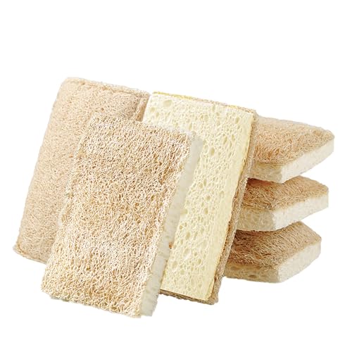 HDGSAFD 6 Uds Cepillo De Esponja De Limpieza De Lufa, Cepillo De Limpieza De Cocina, Cepillo para Lavavajillas, Herramientas De Limpieza, Cepillo De Limpieza Duradero