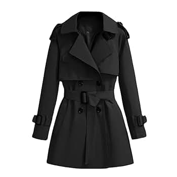 【 peak】FR Over Coat　Black Men's Trench Coats Double Breasted Belted Trench Coat