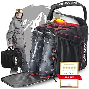 Otaro Skischuhtasche mit Helmfach (Classic | 44 L | Bordeauxrot) Skischuh Tasche für Skihelm und Skischuhe | Auch als Schlittschuhtasche | Skischuhrucksack mit Helmfach