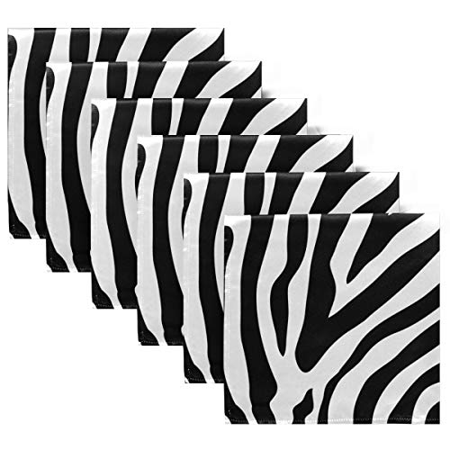 Bardic ZG44230280P381C416S789 Cloth Napkins Set Of 6 Zebra Print 20X20 Inch Dinner Reusable Napkins Table Cloth Napkin Washable thumb #5