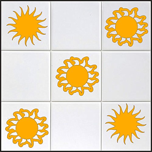 Juego de 10 pegatinas de sol en s, aprox. 10 cm, de lámina de alto rendimiento, para azulejos, coches, paredes y todas las superficies lisas, pegatinas BD para azulejos de baño, muchos colores a