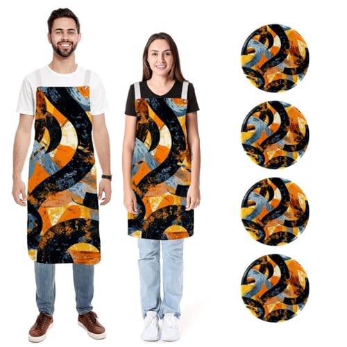 Tabliers de cuisine en lin avec poches pratiques et design imprimé pour cuisiner sans taches