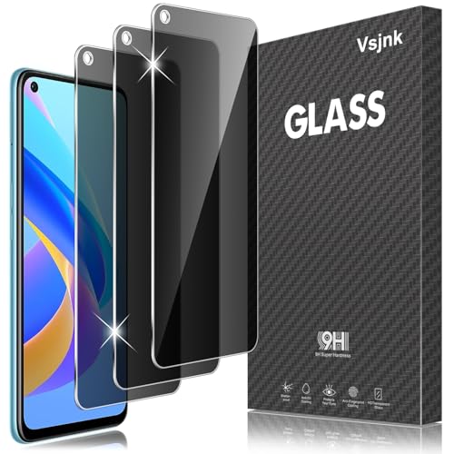 Vsjnk Privacidad Protector de Pantalla Compatible Con Oppo A76 / A96 / A36 Screen Protector,3 Piezas Cristal Templado 9H Dureza Fácil de Limpiar Sin Burbujas