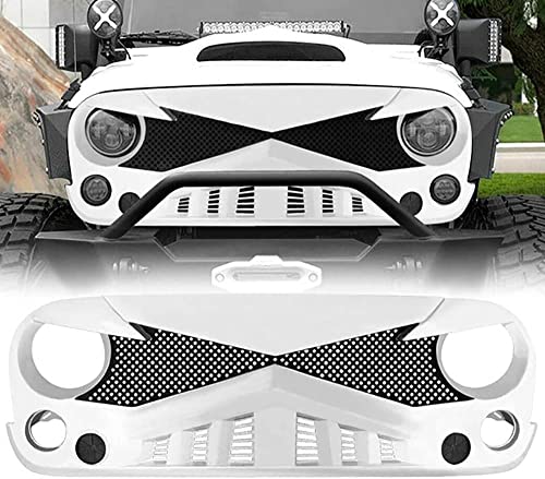 LUCKQ para gonmf Car Front Bumper Radiator Grilles for Jeep Wrangler JK 2007~2017 Frontal Radiador Malla Central Entrada, Coche Rejillas Frontales Parrilla Radiador Parachoques Delantero Capó,2 White