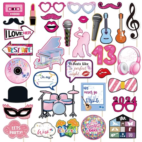 35 Pcs Party Photo Booth Decoration,Birthday Party Favors Photo B...