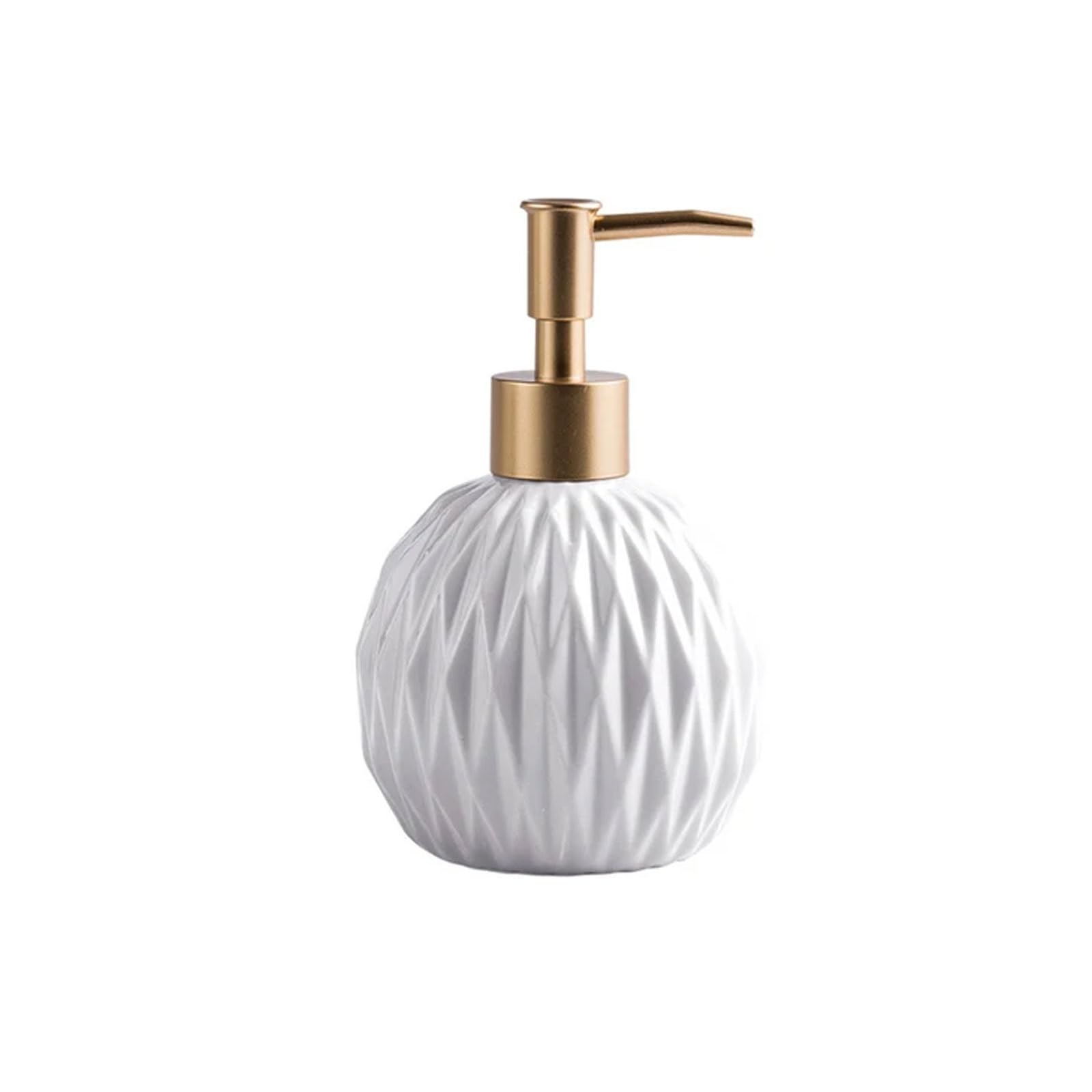 13.5oz Ceramic Soap Dispenser with Pump Round Refillable Lotion Bottle, Elegant Design, for Home Kitchen Bathroom(Wei�)