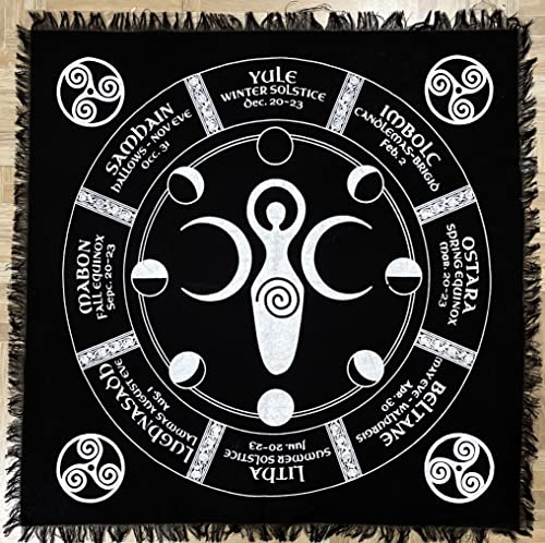 INDIAN CONSIGNERS Moon Phases Goddress Triple Moon Altar Cloth Celestical Tarot Deck Alter Square Wall Hanging Mantel Sagrado Place Moon Faces Luna Nueva a Luna Llena Ciclo Cover