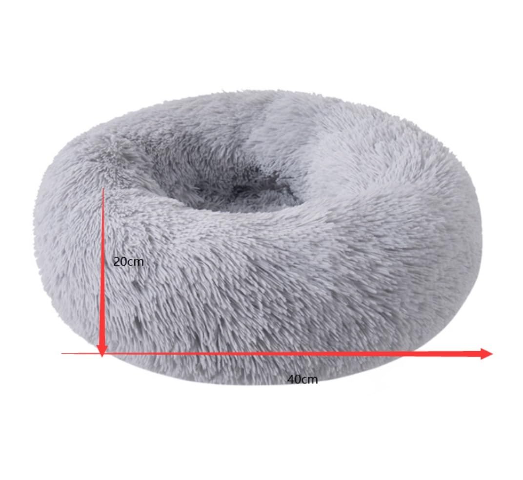 Łóżko dla psów Łóżko Dla Zwierząt Szare Łóżko Dla Psa Wygodne Pączki Cuddler Round Dog Kennel Ultra Miękkie Zmywalne Legowisko Dla Psa I Kota Sofa dla psów(D,60 * 60 * 20cm)
