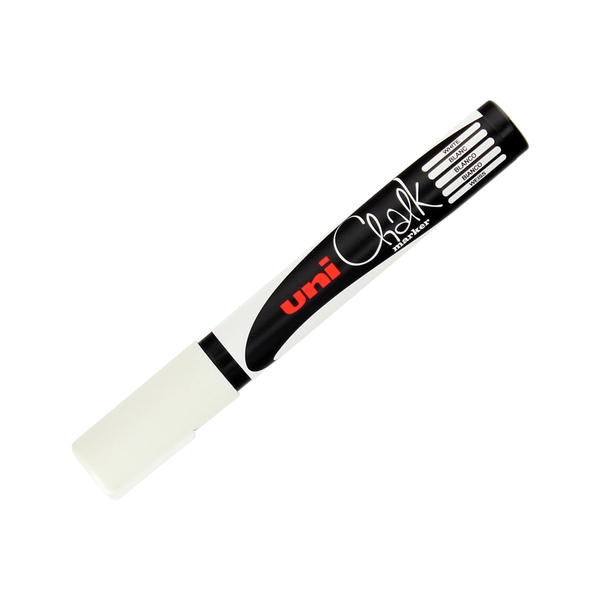 Uniball PWE5M BL Marqueur craie pour tableaux noirs Pointe Ogive Blanc Lot de 6