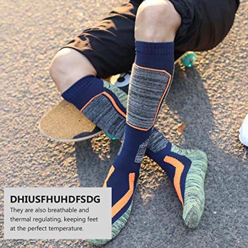 2pcs Pair Hiking Socks Cotton Skiing Socks Winter Long Knee Socks Warm Socks Wicker Bike Basket Ski Socks Kids Skiing Knee Socks Trekking Breathable Socks Absorb Sweat/32683