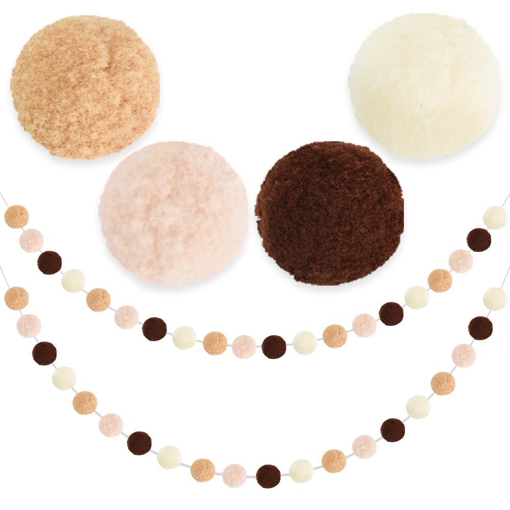 Vuzvuv 2Pack Boho Brown Pom Pom Garlands