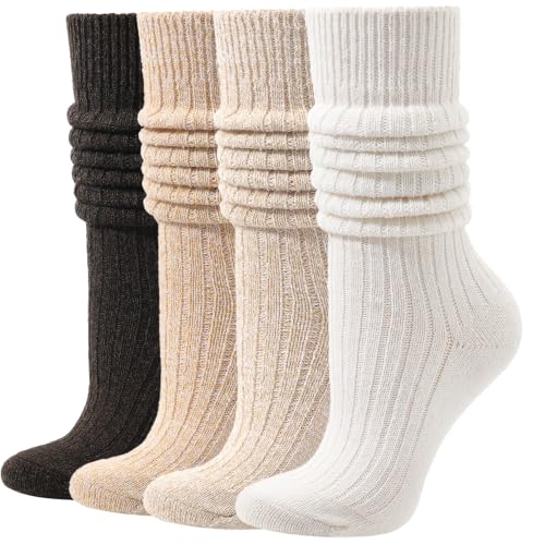 Image of Pleneal Slouchy Socks for Women Long Scrunch Sock Chunky Knit Boot Socks