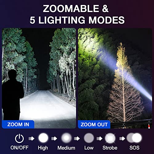 Rechoo S1500 Tactical Flashlights 4 Pack, Bright Zoomable Led Flashlights thumb #4