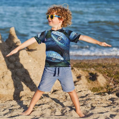 Kids Swimsuit Blue Snake Glasses Cartoon Sunscreen T-Shirts Swimwear Sets UPF 50+4