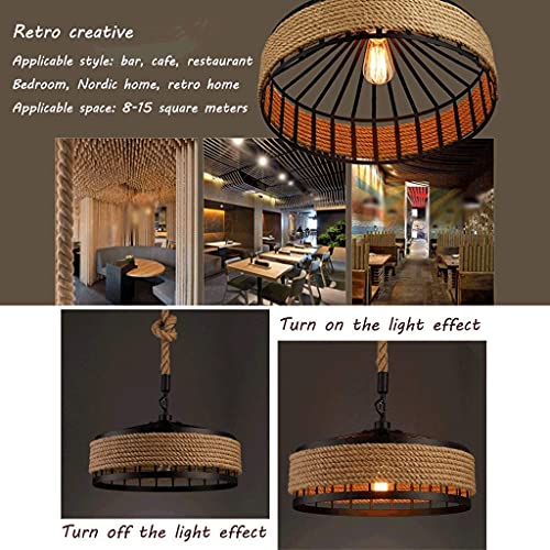 Image of GreyWings Rustic Hanging Light for Home Industrial Metal & Natural Rope Pendant Light, Farmhouse Ceiling Hanging Lamp, (Bulb not Included) Pack of 1