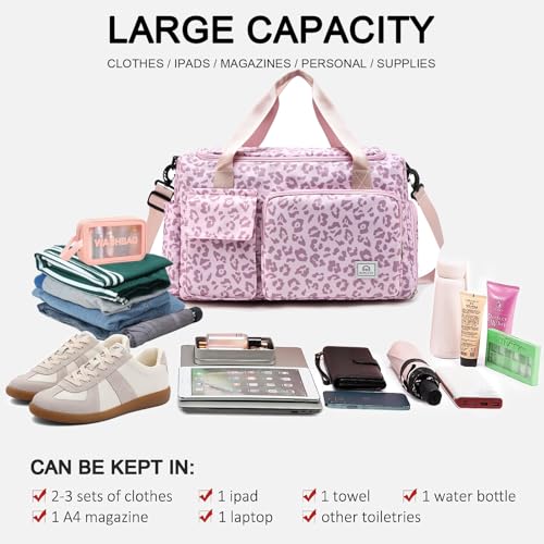 Image of Small Gym Bag for Women, Travel Duffle Bag Carry On Weekender Bag with Shoe Compartment