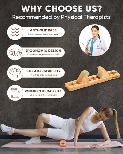 ONUEMP Psoas Release Tool, Fully Adjustable Hip Hook Psoas Muscle Release Tool, for QL, Hip Flexor, Back, Hamstring, Glute, Iliacus and Neck Pain Relief - Deep Tissue Myofascial Release, Wood