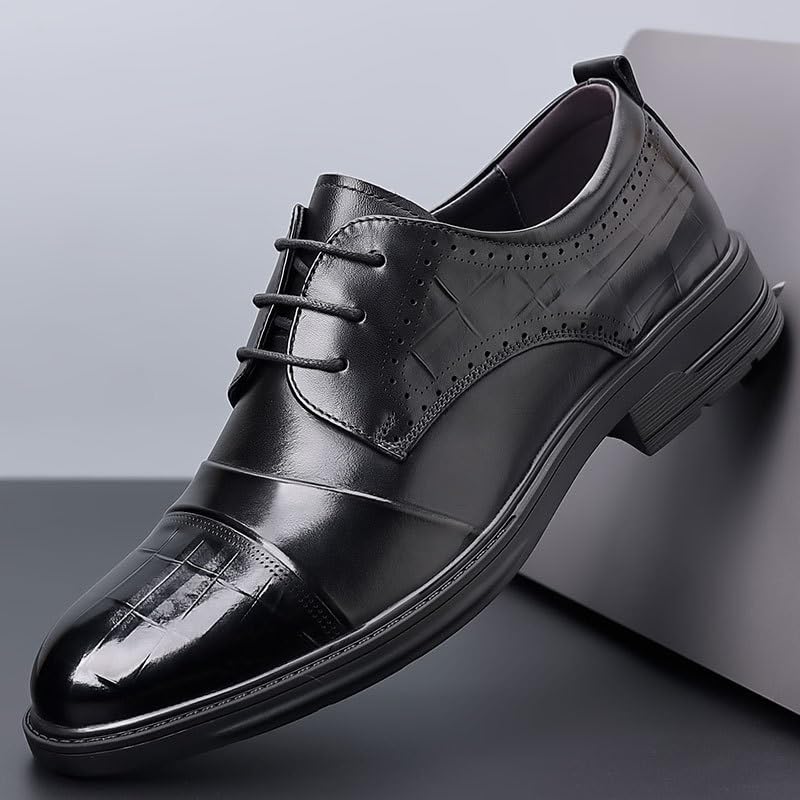 Men's Non-Slip Oxford Shoes Pointed-Toe Lace-Up Casual Business Formal Comfortable Walking Derby Dress Shoes4