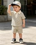 Xumplo Baby Boys Outfits Infants Short Sleeve Polo Shirt and Shorts Sets Toddlers 2-Piece Striped Summer Clothes