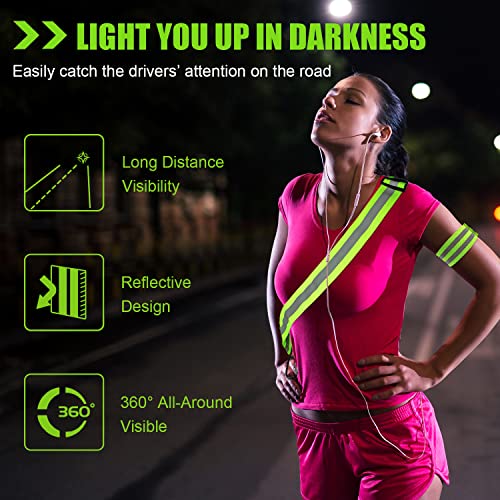 Reflective-Running-Gear-High-Visibility-Safety-Reflective-Sash-with-Quick-Release-Buckle-Adjustable-Reflective-Belt-for-Outdoor-Running-Cycling-Hiking-WalkingIncluded-4-Reflective-Bands