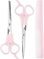 TIKMNO Pink Stainless Steel Hair Cutting Shears Set - 6.7" Professional Shear, Thinning Scissors & Comb Kit for Men Women Kids Pets