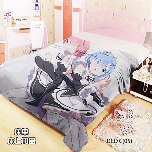 Mxdfafa Japanese Anime Re Zero Kara Hajimeru Isekai Seikatsu Rem Ram Bed Sheet Throw Blanket Bedding Coverlet Crushed Velour Bedsheets Lover Birthday Gifts