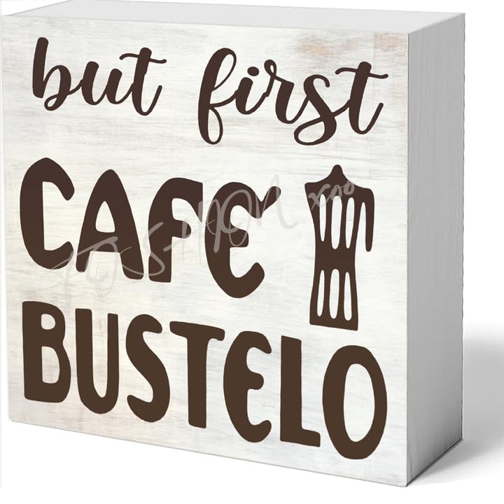 Decor For Home Office Desk Café Bustelo Bustelo But First Café Bustelo Spanglish Decor Wooden Box Sign Farmhouse Ornament 5 X 5 Inch Artwork Desk Shelf Tabletop Wood Home Decor