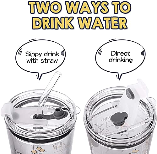 Image of ANKUL Set of 2 Printed Glass Tumblers with Lid and Straw - 350 ml Reusable Smoothie & Water Glasses - Cold Drink Cups (Random Design) (2, Patiyala)