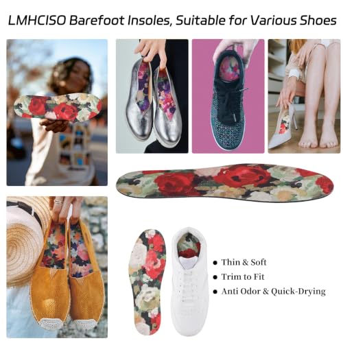 Image of 6 Pair Women No Show Socks Anti-Odor Sockless Shoe Insert Size 9-13 | Thin Shoe Insoles,Breathable,Comfort Barefoot Shoe Liner,Machine Washable,Moisture Control,Cute,Everyday Insole,Floral Print
