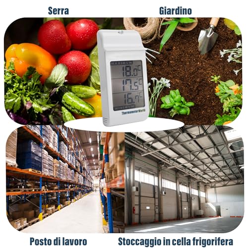 Termometro Digitale Per Serra Max Min - Termometro Max Min Per Monitorare Le Temperature Massime E Minime, Accessori Per Serra Per Interni O Esterni - 7