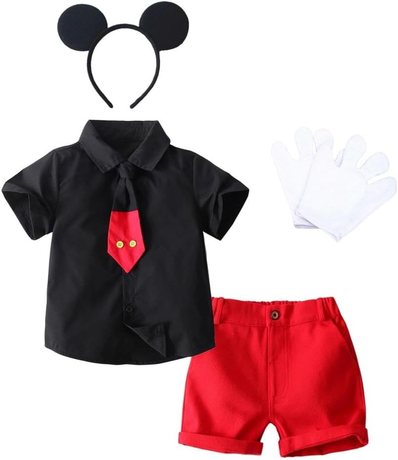 Dressy Daisy Baby Toddler Boys Mouse Halloween Costume Fancy Party Dress Up Suit Set with Mouse Ears and Gloves