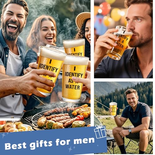 Father's Day Birthday Gift for Dad from Daughter Son Wife I Identify As A Water 16oz Beer Glass Fathers Day Retirement Promotion Gift for Father Daddy Bonus Stepdad Husband Grandpa Boyfriend Men Him - image 7