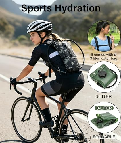 Image of 3L Tactical Hydration Backpack with Pre-Installed Removable Water Bladder, Hydration Bag, Ergonomic Lightweight Design for Hiking, Cycling, Outdoor Adventures(Camouflage Color)