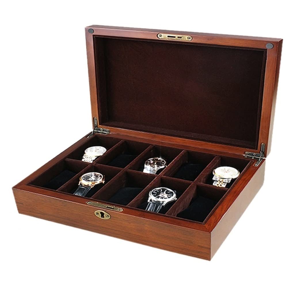 ANVLOJRIH KYUSAR Watch Box Watch Organizer 10 Slots Watch Storage Box Watch Boxes Display Storage Case Wooden Watch Jewellery Storage Box Watch Organizer Watch Case Watch Holder