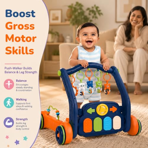 Image of Lifelong Astro 2-in-1 Playgym & Convertible Walker | Music, Lights with Hanging Toys | Non-Toxic for Motor & Fine Skills Development | Tummy Time Extra Soft Cushioned Play Mat for Babies (0-24 Months)