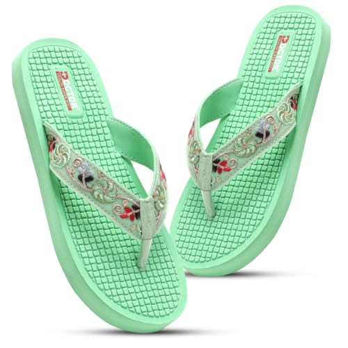 Image of DOCTOR HEALTH SUPER SOFT Women Flip Flops Slippers | Embroidered Comfortable Toe-Ring Sandals for Women | Lightweight Soft Cushioned Everyday Wear Casual Chappals