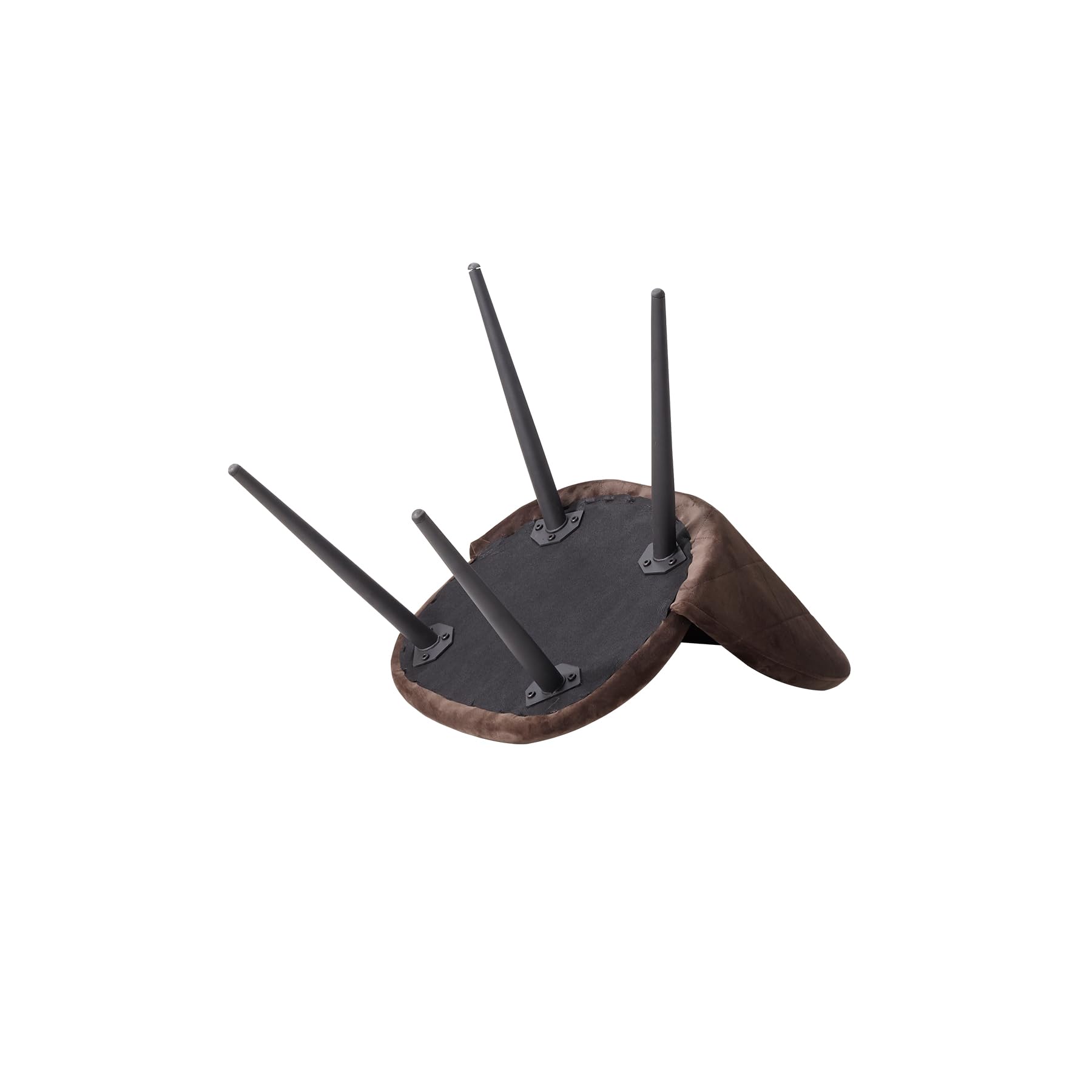 BenyLed - Set di 8 sedie da salone e cucina con rivestimento in velluto, moderne, con gambe in metallo nero (marrone)