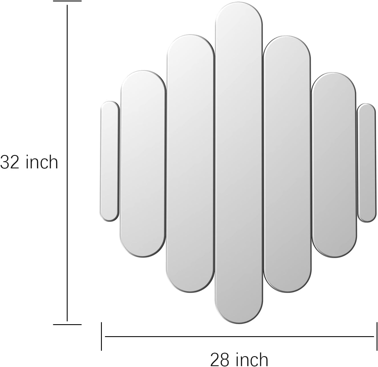 32" x 28" Elegant Frameless Cluster Arched Wall Mirror Aesthetic Modern Decorative Real Glass Wall-Mounted Mirrors for Living Room Bedroom Entryways Home Decor - Image 7