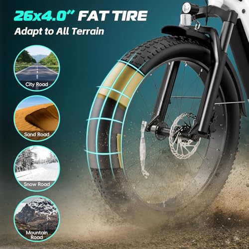 Image of Vivi ACE01 Electric Bike for Adults,26 inch x 4.0 Fat Tire Ebike,1500W Peak Motor Torque Sensor Electric Mountain Bike, 25+ Top MPH Electric Bicycle with 48V 15AH Battery, Hydraulic Brake, SGS UL2849