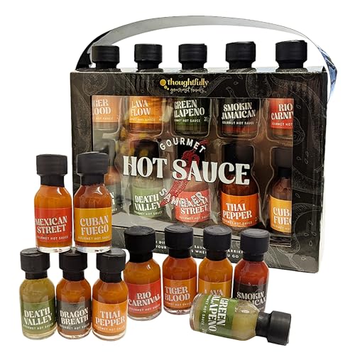 Hot Sauce Gift Set for Men - Gourmet 10 Different Flavour Hot Sauce Collection Sampler Set. Heat Pack for Dad Christmas Gifts Stocking Fillers Birthday Gifts for Women