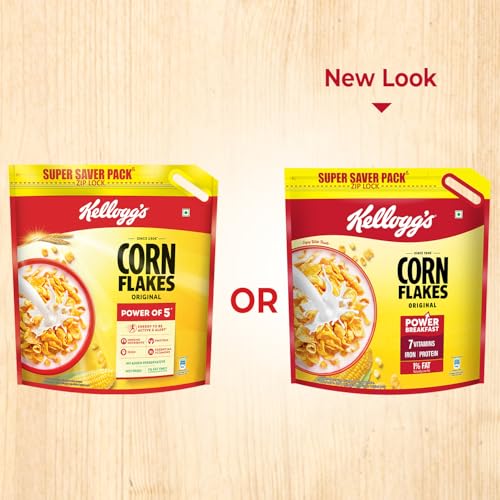 Image of Kellogg's Corn Flakes Original 1.2kg /1.15kg | Power of 5: Energy, Protein, Iron, IMMUNO NUTRIENTS, Vitamins B1, B2, B3 & C| Corn Flakes, Breakfast Cereal