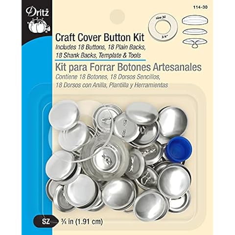 Dritz Craft Cover Button Kits-Size 30 18/Pkg, Steel, Nickel, (3/4-Inch) Cover