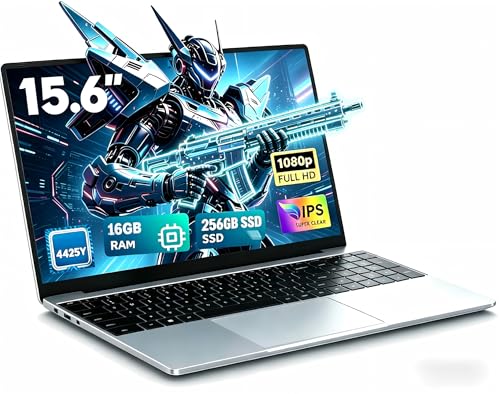 CHIFUYOU 2026 Ordenador portátil 16 GB RAM DDR3 256 GB SSD, pc portátil 15,6 Pulgadas, procesador 4425Y (hasta 1,7 GHz), resolución Full HD 1920 × 1080, Win 11, Compatible con Wi Fi 5 y Bluetooth