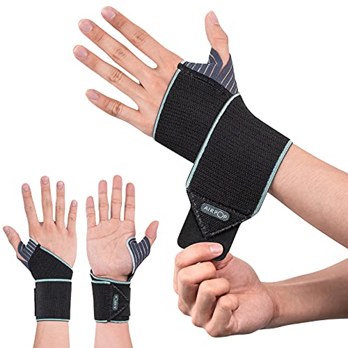 Wrist Wraps (2 Pack), AIRPOP Wrist Brace with Thumb Support, Wrist Compression Straps for Workouts, Gymnastics, Weightlifting, Men, Women, Fit Left and Right Hands