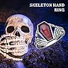 CUPENDA Skull Rings Sterling Silver Skull Hand Heart Ring with Vampire Coffin Gothic Skeleton Christmas Jewelry Gift for Women Men-55 #4