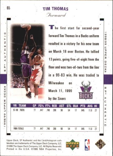 Amazon.com: 1998-99 SP Authentic #65 Tim Thomas NBA Basketball
