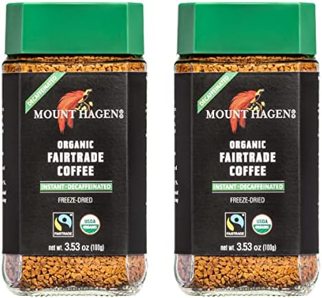 Mount Hagen Organic Decaf Coffee, Freeze-Dried, 3.53oz Jar (Pack of 2)