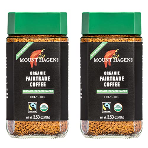 Mount Hagen 3.53oz Organic Freeze Dried Instant Decaf Coffee- 2 Pack | Eco-friendly Decaf Coffee...